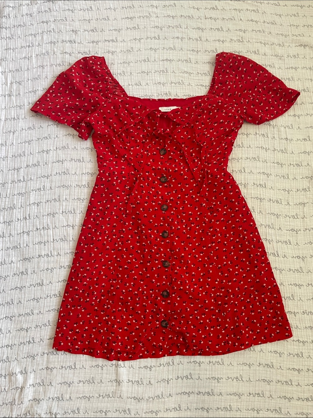 Lush Red Floral Button-Up Dress